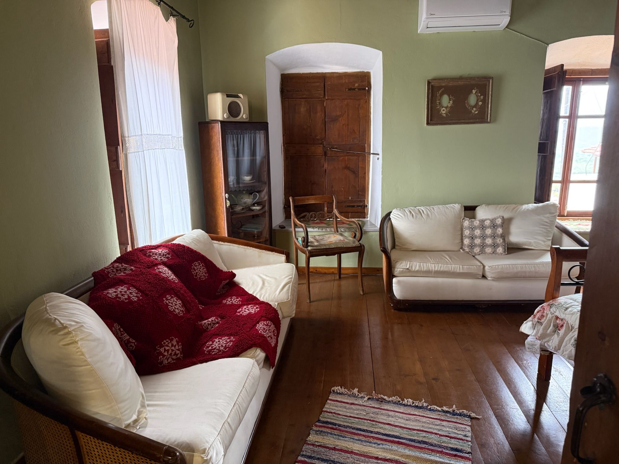 The spacious upper-floor salon