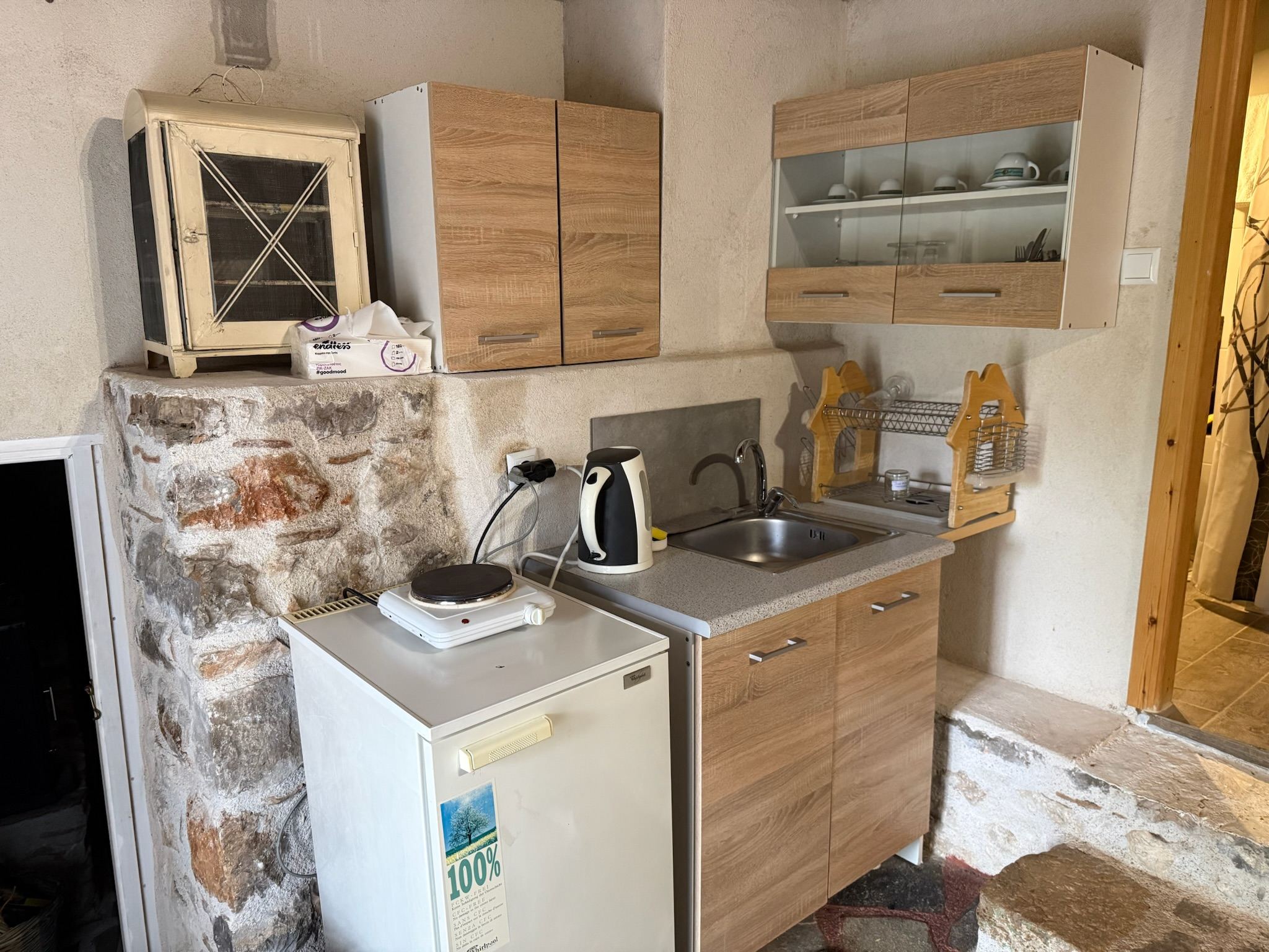 Kitchenette built around the old stonework